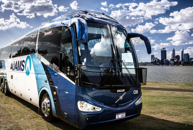 ADAMS Tour Bus in Front of Perth Skyline
