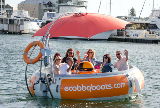 People Eating and Drinking on Eco BBQ Boats Mandurah